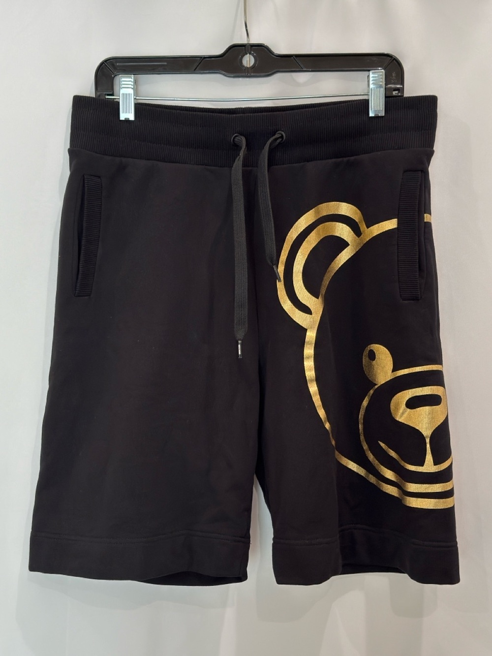 Moschino Black Shorts with Gold Bear Print